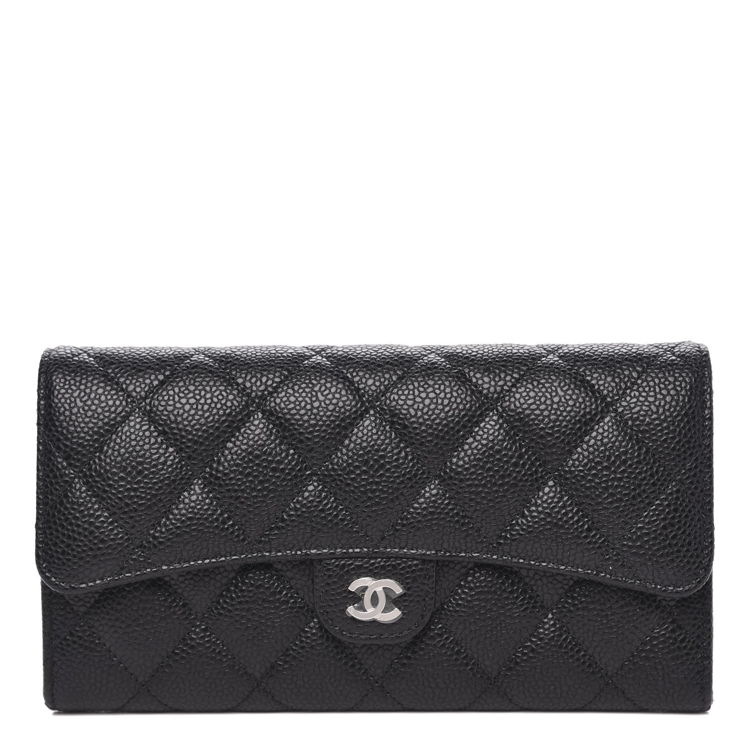 Chanel Caviar Quilted Large Gusset Flap Wallet Black 1 of 11