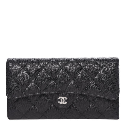 Chanel Caviar Quilted Large Gusset Flap Wallet Black 1 of 11