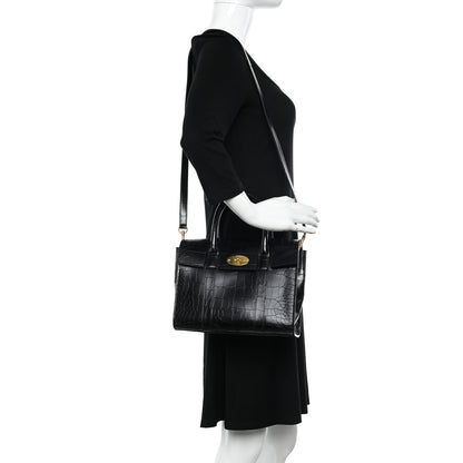Mulberry Crocodile Embossed Calfskin Bayswater Black 2 of 13