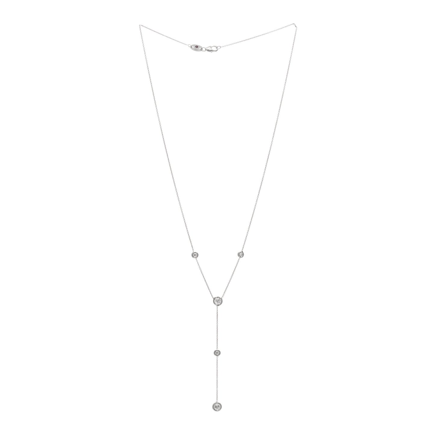 18K White Gold Diamond Diamonds By The Inch 5 Station Y Necklace
