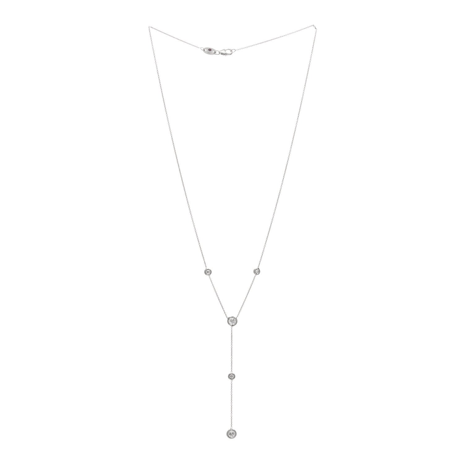 Roberto Coin 18K White Gold Diamond Diamonds By The Inch 5 Station Y Necklace 2 of 3