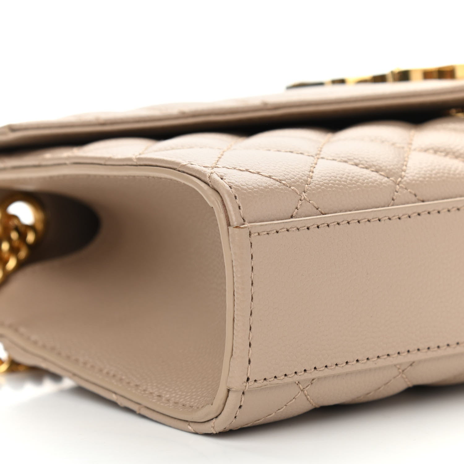 Saint Laurent Grain De Poudre Textured Mixed Matelasse Triquilt Small Monogram Satchel Dark Beige 10 of 11
