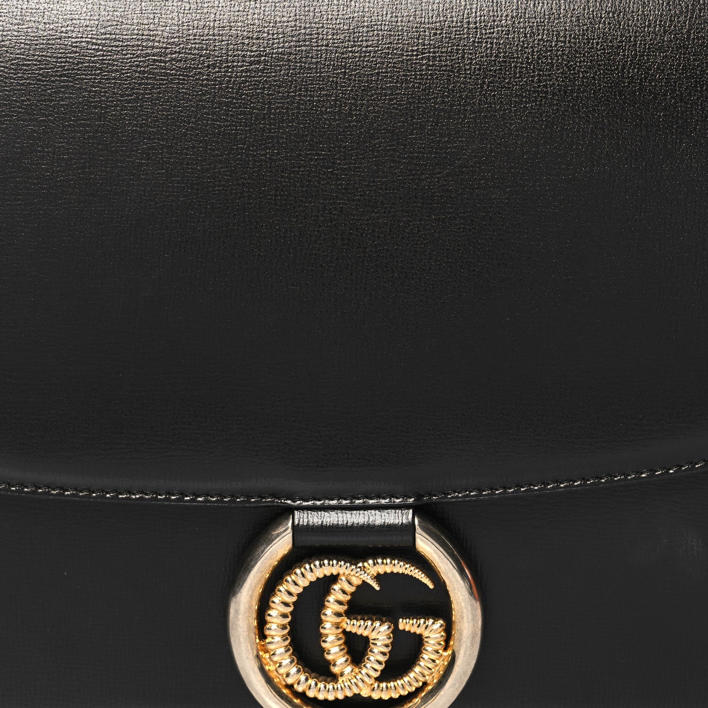 Textured Calfskin Medium Torchon GG Ring Shoulder Bag Black