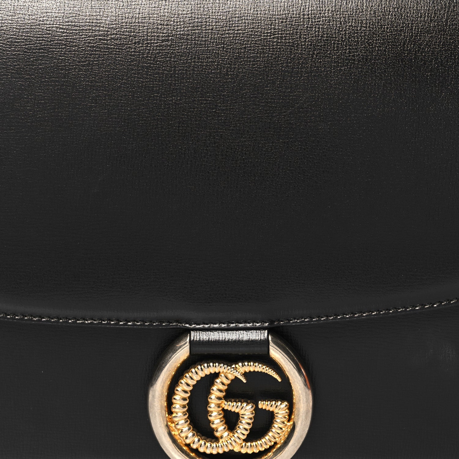 Gucci Textured Calfskin Medium Torchon GG Ring Shoulder Bag Black 8 of 13