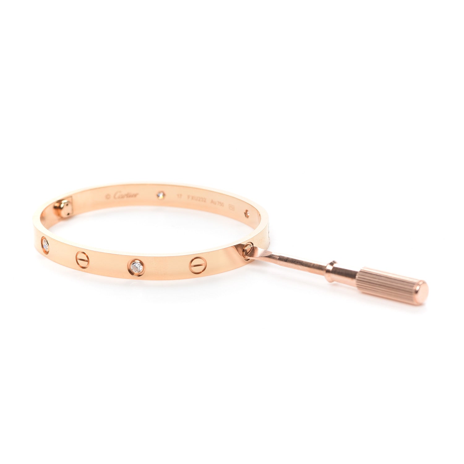 Cartier 18K Pink Gold 4 Diamond LOVE Bracelet 17 4 of 7