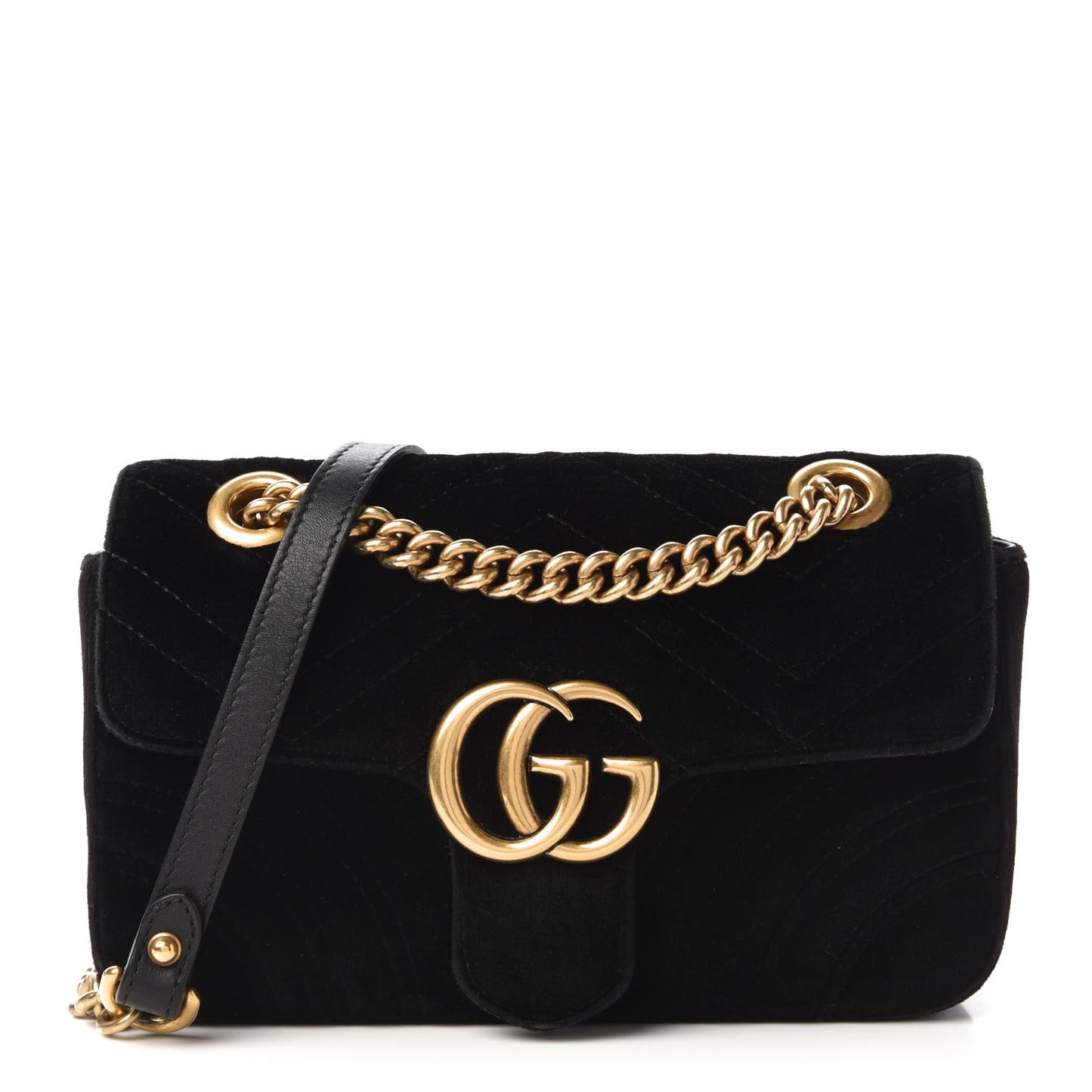 Velvet Matelasse Mini GG Marmont Shoulder Bag Black