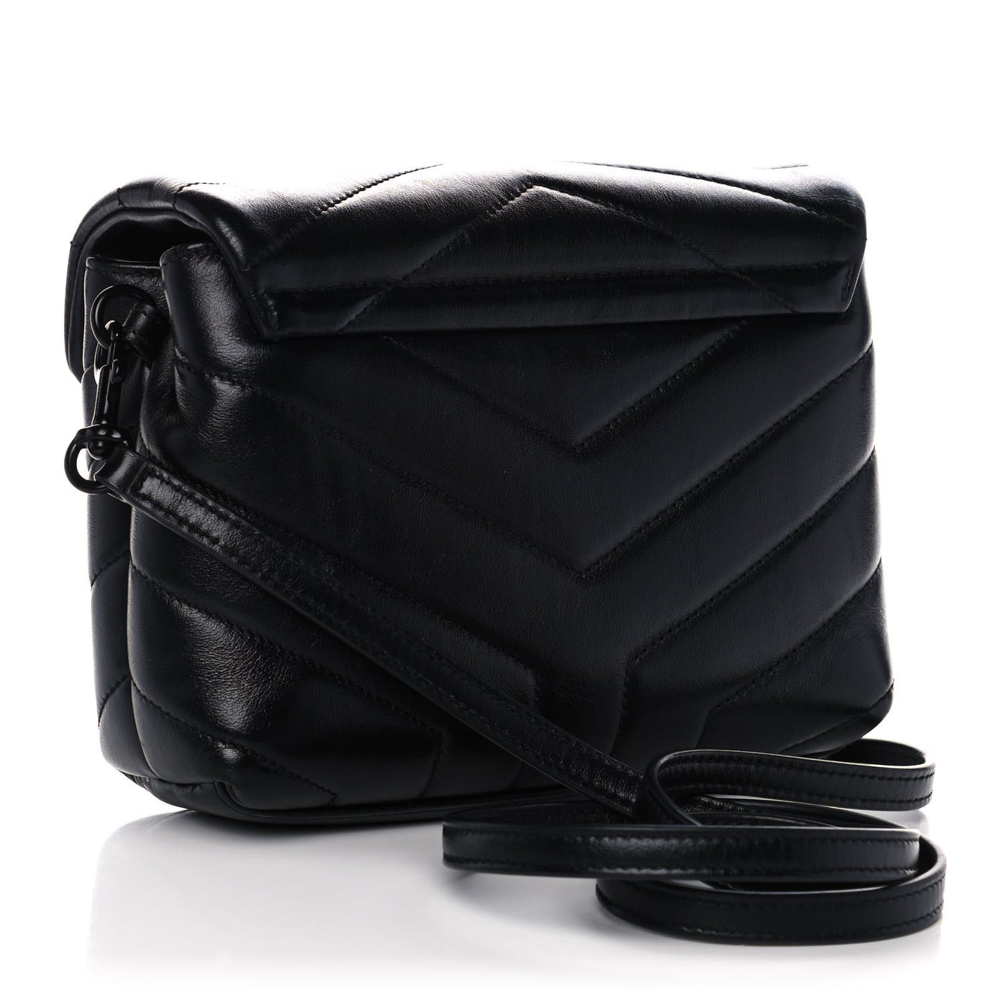 Calfskin Y Quilted Monogram Toy Loulou Crossbody Bag Black