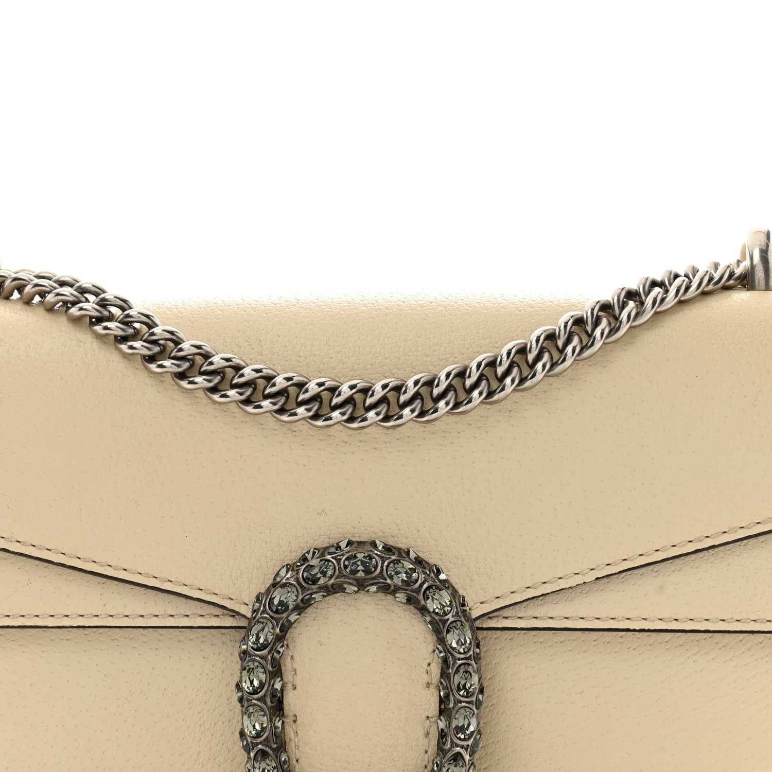 Gucci Textured Calfskin Crystal Small Dionysus Shoulder Bag Mystic White 9 of 14