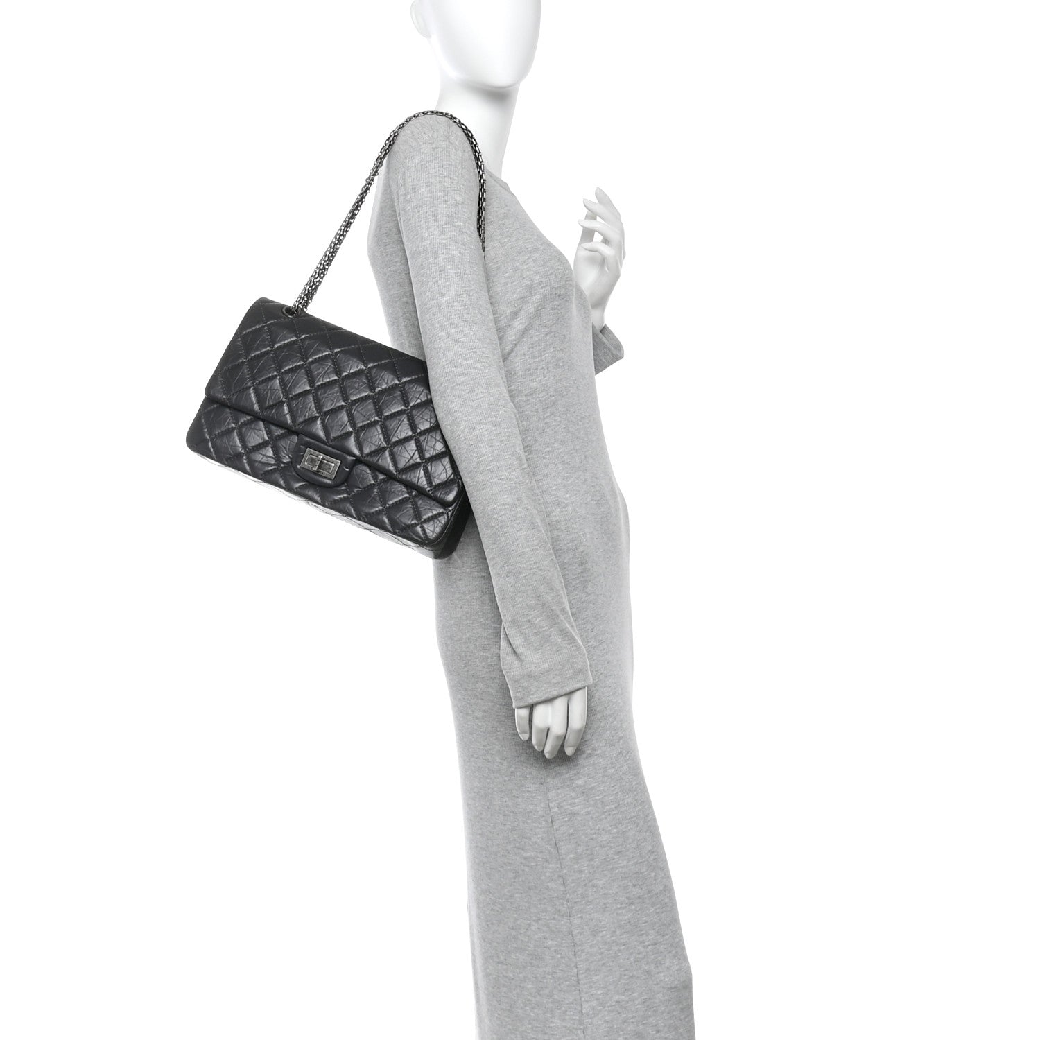 Chanel Aged Calfskin Quilted 2.55 Reissue 227 Flap Dark Grey 2 of 13