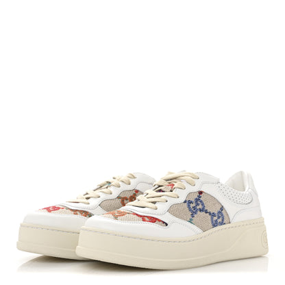Gucci Dali Soft Calfskin GG Tennis Embossed Perforated Womens Platform 55mm Sneakers 40 White Multicolor 4 of 9