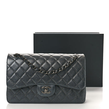 Chanel Metallic Caviar Quilted Jumbo Double Flap Dark Grey 12 of 12