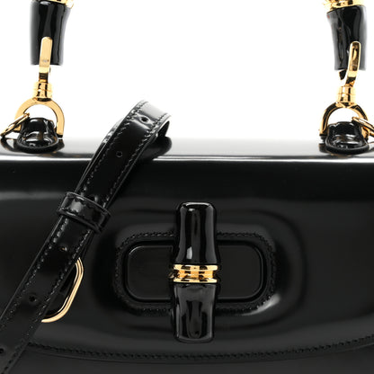 Gucci Shiny Polished Calfskin Medium Bamboo Diva Black 8 of 10