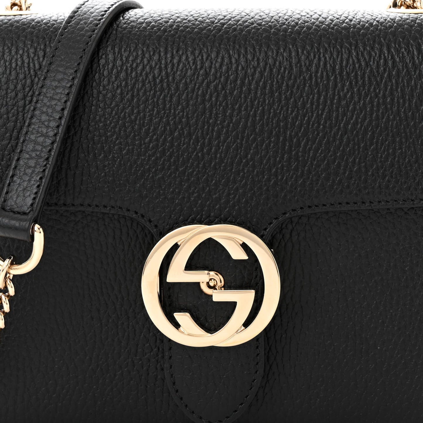 Dollar Calfskin Small Interlocking G Shoulder Bag Black