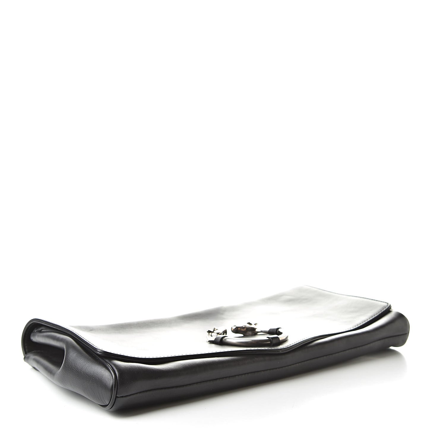 Calfskin Ribot Horse-Heads Clutch Black