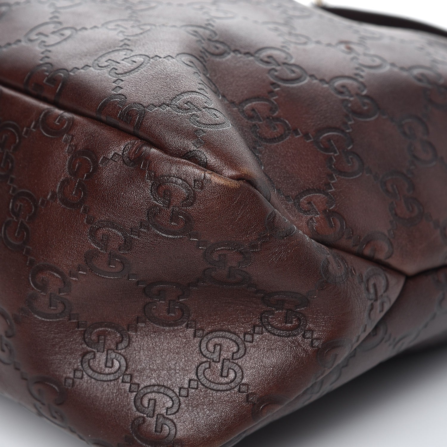 Gucci Guccissima Medium Horsebit Chain Hobo Dark Brown 10 of 11