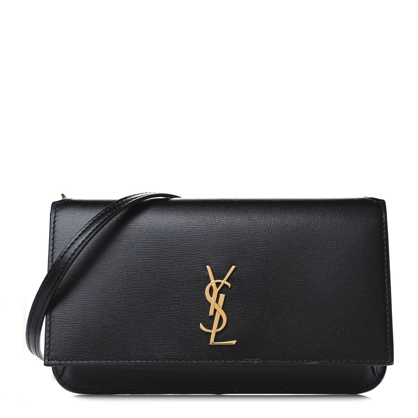 Smooth Calfskin Monogram Phone Holder Crossbody Black