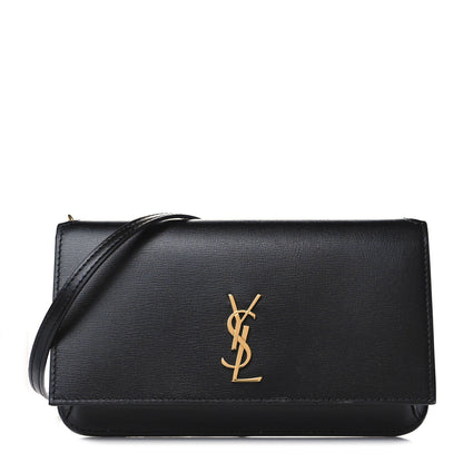 Saint Laurent Smooth Calfskin Monogram Phone Holder Crossbody Black 1 of 10