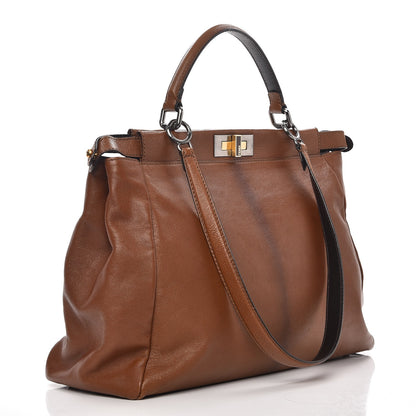 Fendi Goatskin Zucca Large Peekaboo Iconic Satchel Cuoio Tobacco Moro 4 of 24