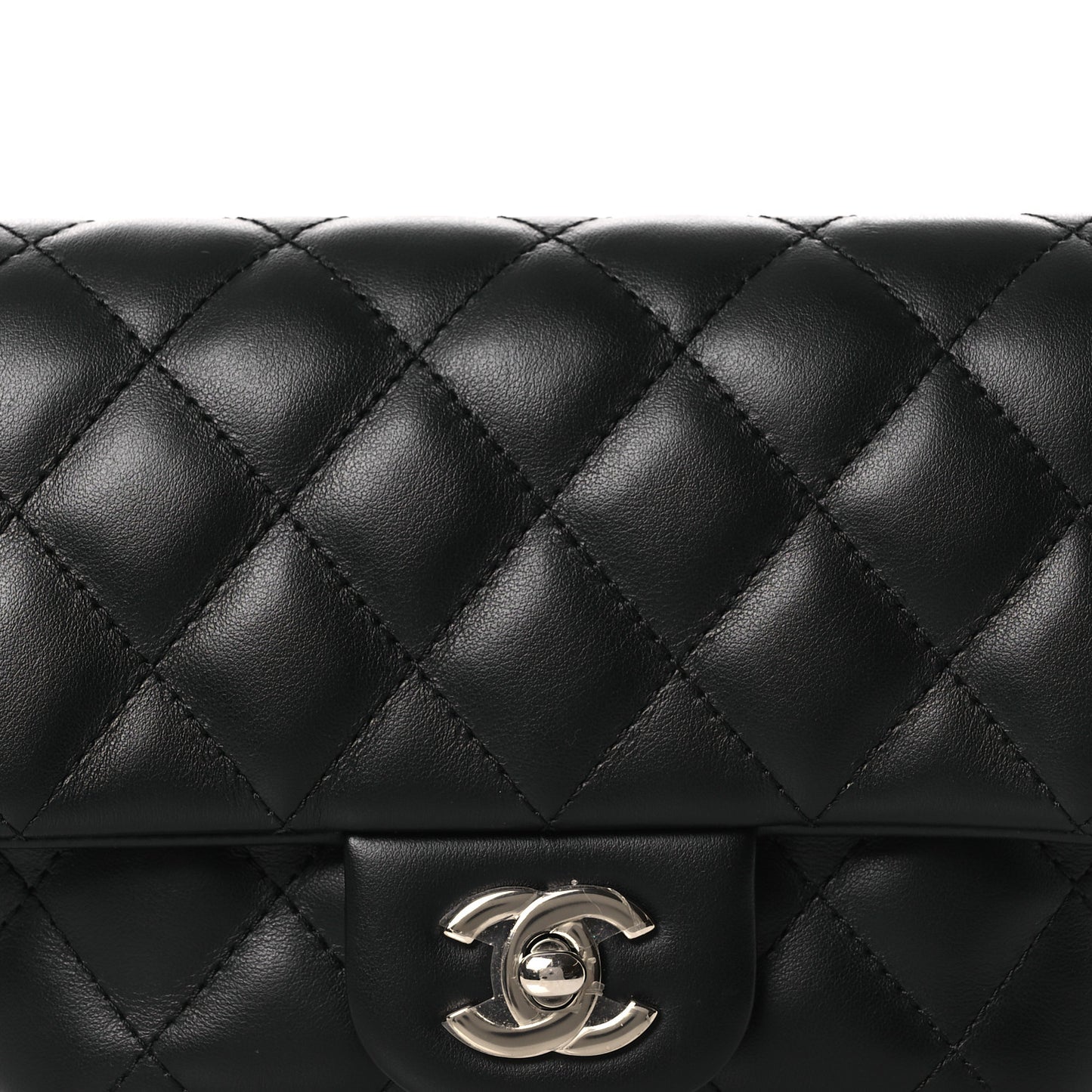Calfskin Quilted CC Uniform Flap Belt Bag Black