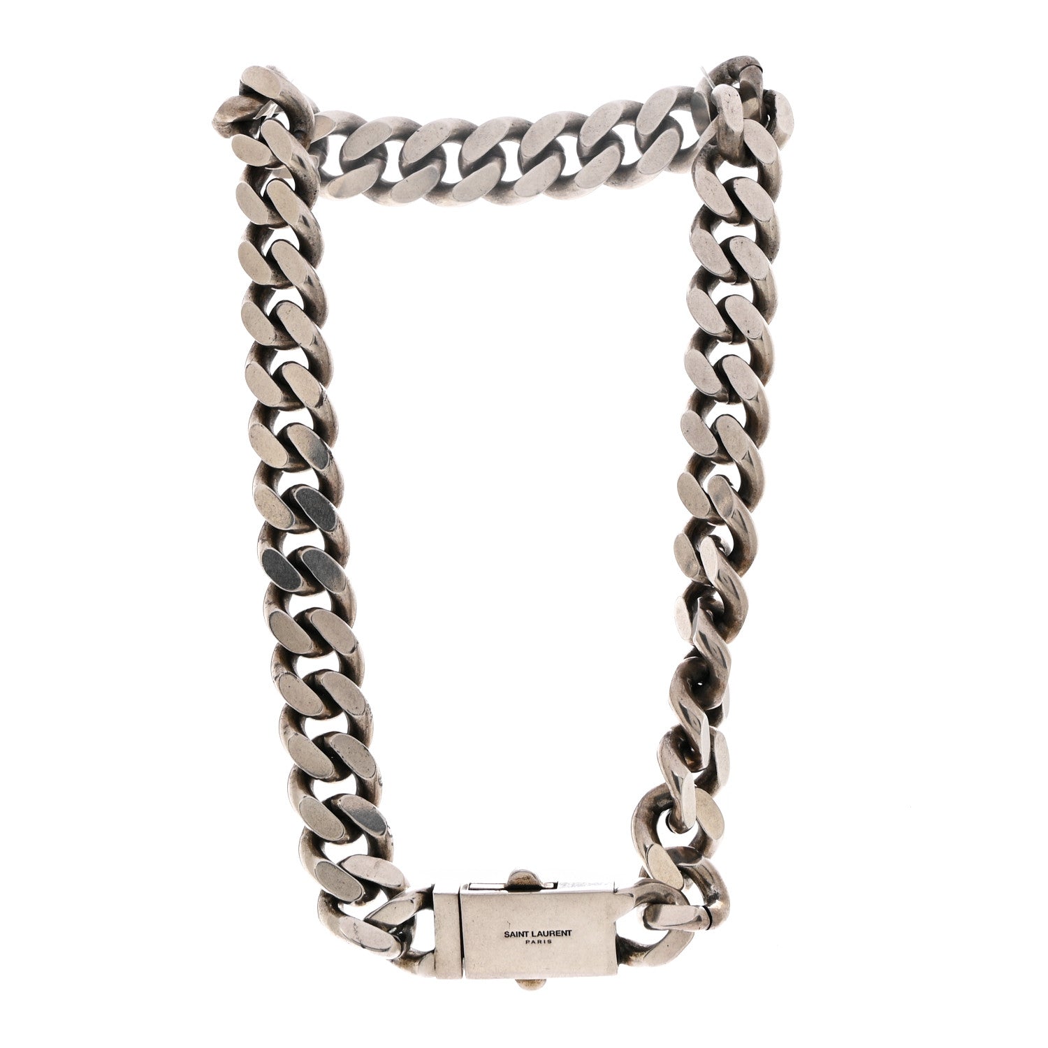 Saint Laurent Metal Curb Chain Necklace Oxidized Silver 3 of 5
