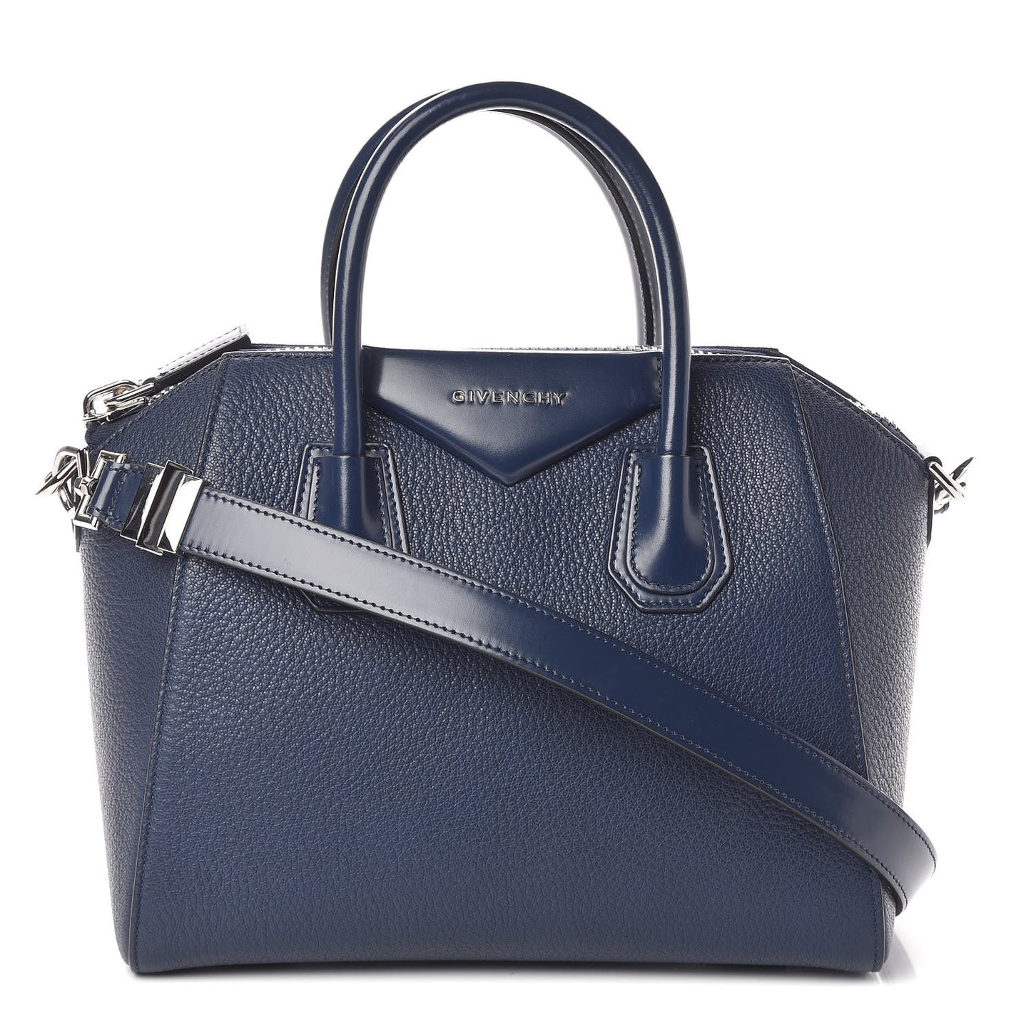 Grained Calfskin Small Antigona Night Blue