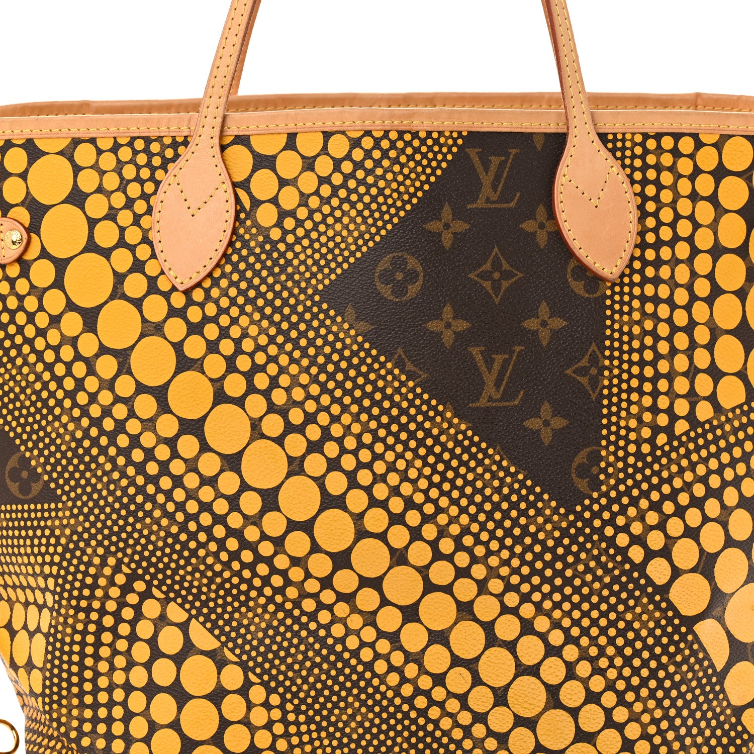 Louis Vuitton Monogram Kusama Waves Neverfull MM Yellow 7 of 9