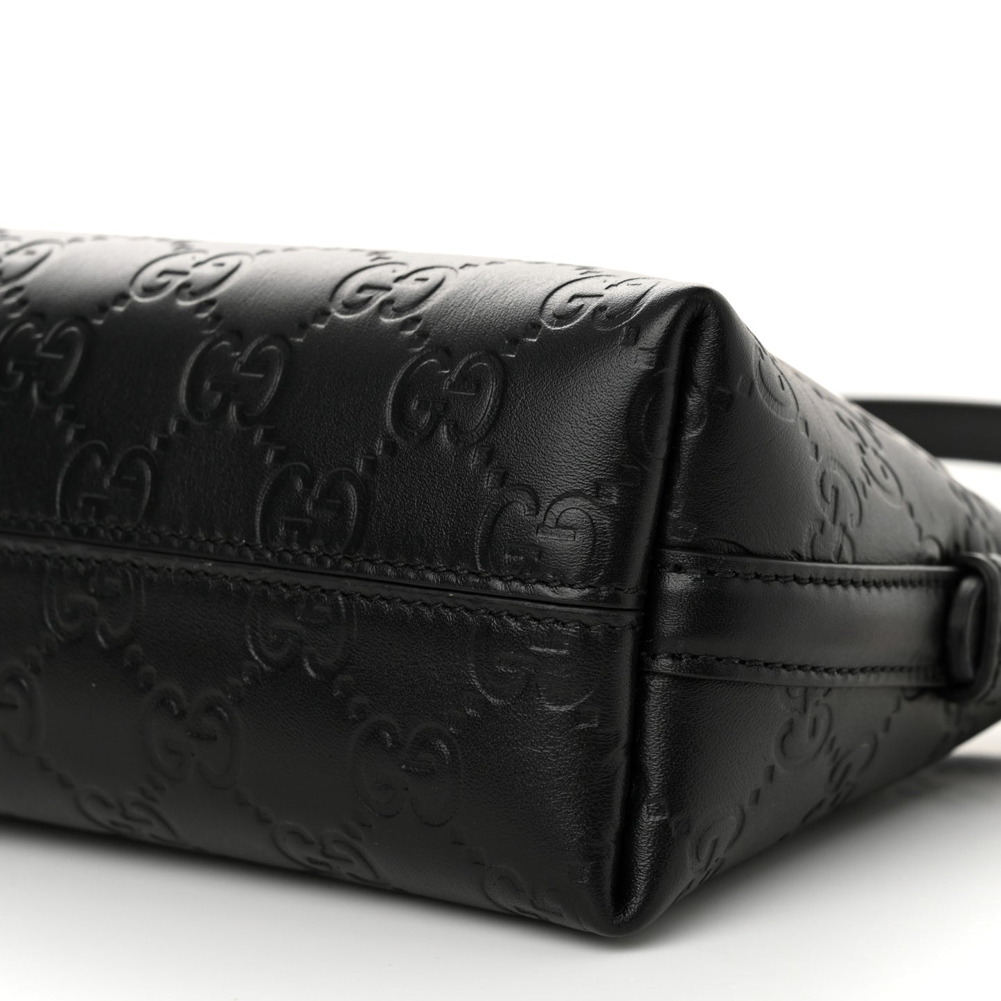 GG Calfskin Embossed Emblem Small Shoulder Bag Black