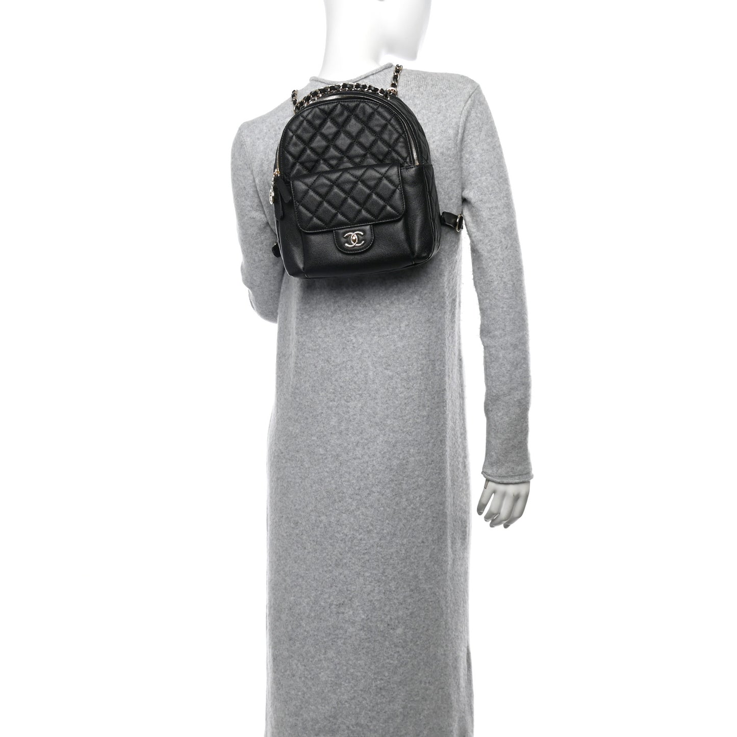 Caviar Quilted Medium Zip Around Backpack Black