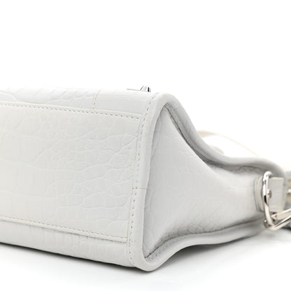 Balenciaga Matte Supple Lambskin Crocodile Embossed Classic Silver Hardware S City White 9 of 16