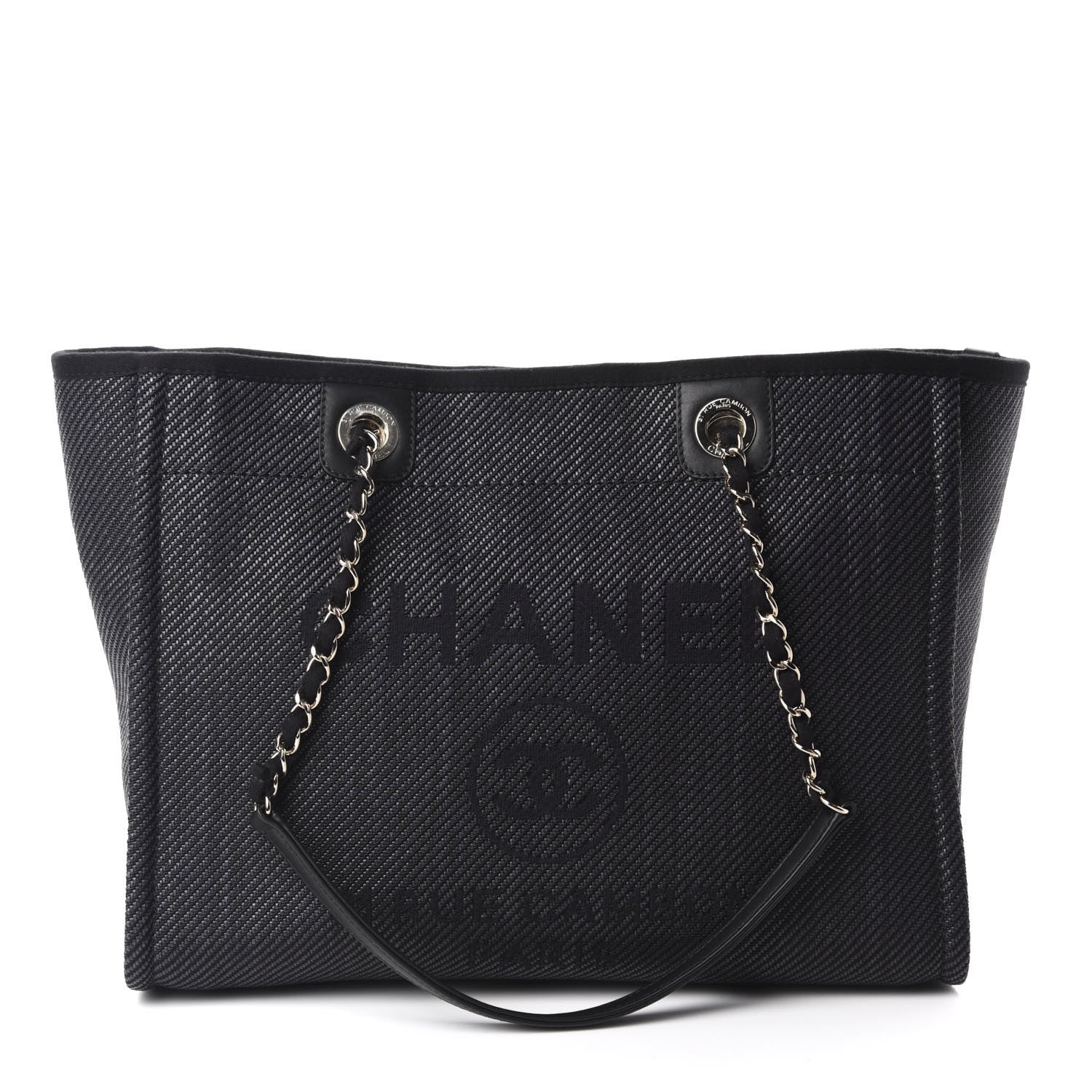 Chanel Mixed Fibers Calfskin Small Deauville Tote Black 1 of 12