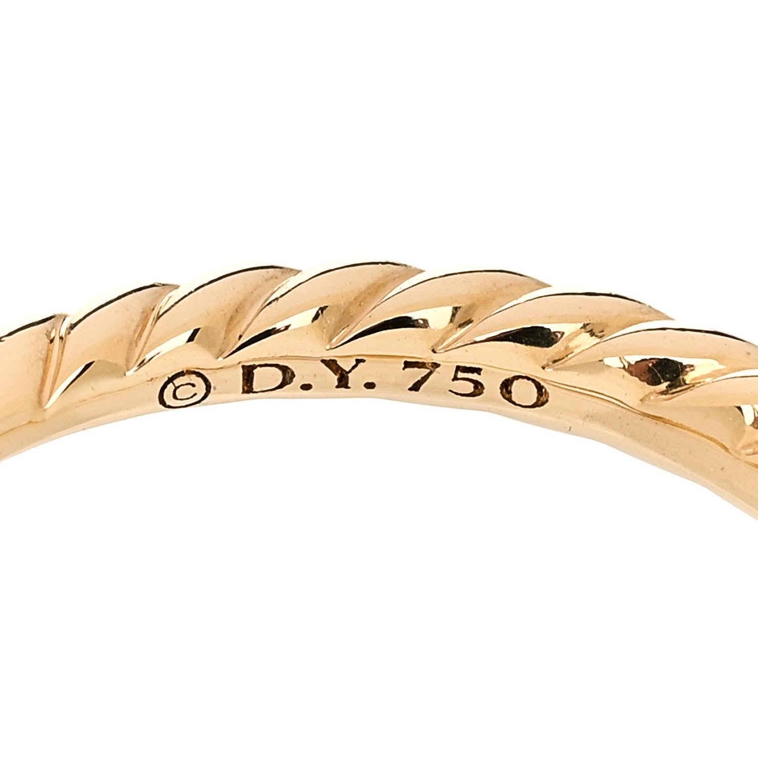 David Yurman 18K Yellow Gold Diamond 4.5mm Stax Single Row Chain Link Ring 53 6.25 4 of 5