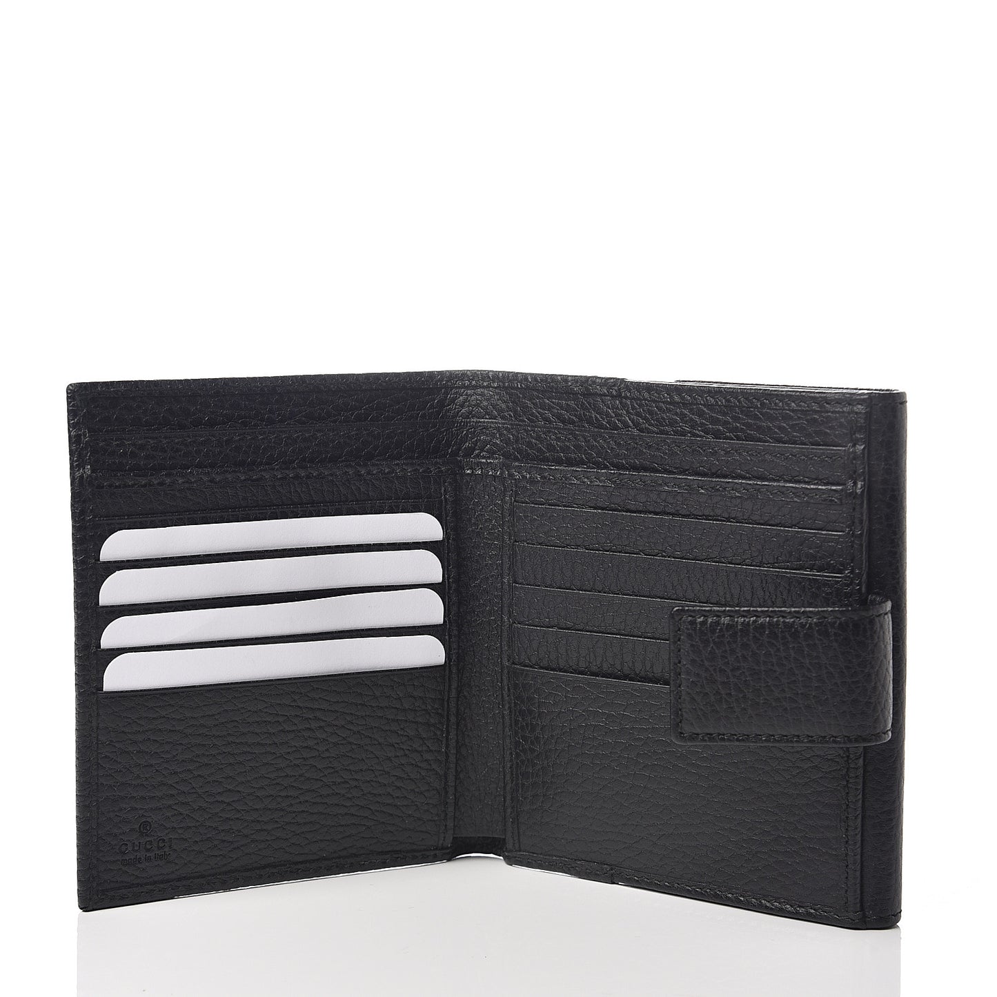 Dollar Calfskin Double G French Flap Wallet Black