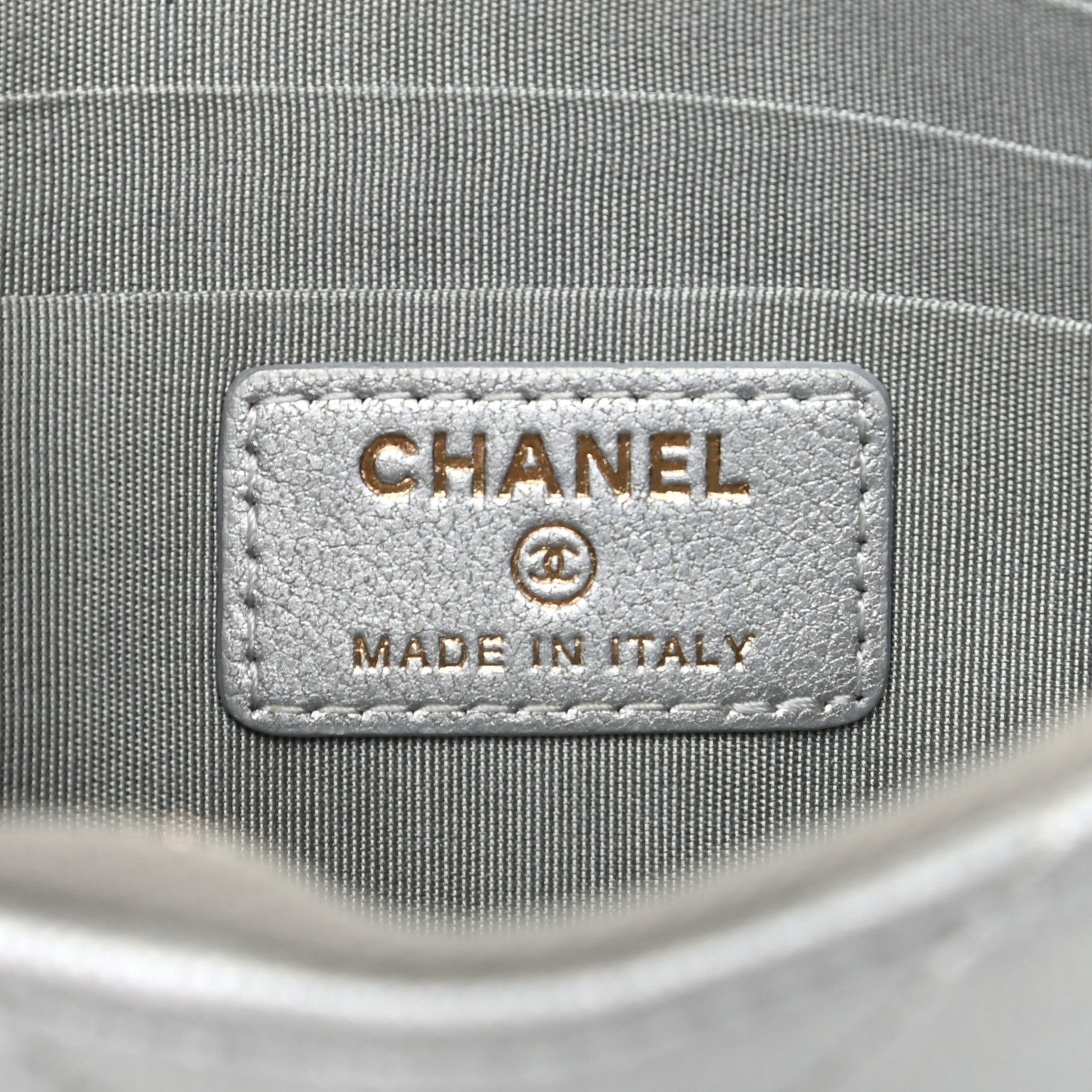 Chanel Metallic Goatskin Quilted Chanel 19 Flat Wallet Pouch Silver 6 of 9