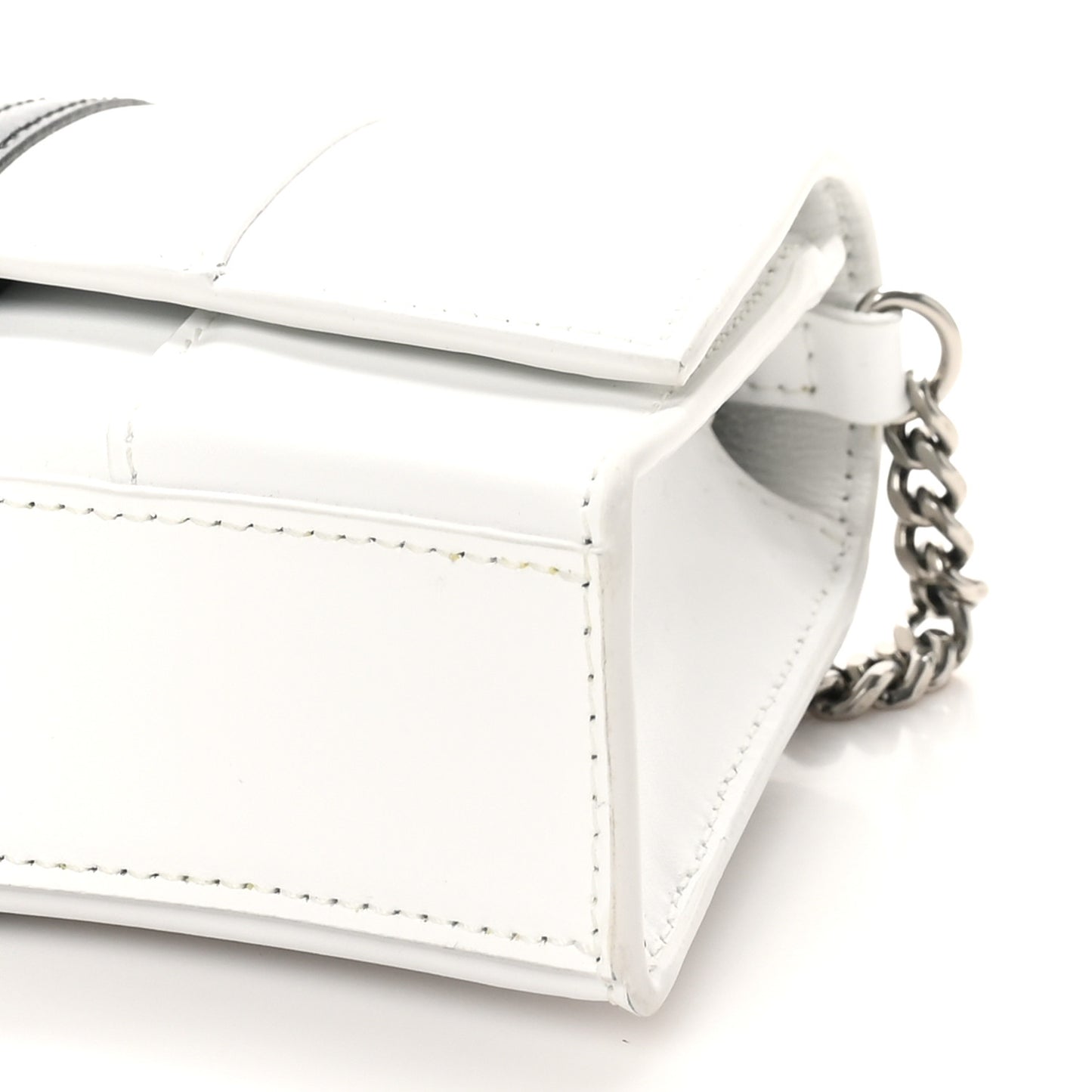 X ADIDAS Box Calfskin Hourglass Chain Bag White