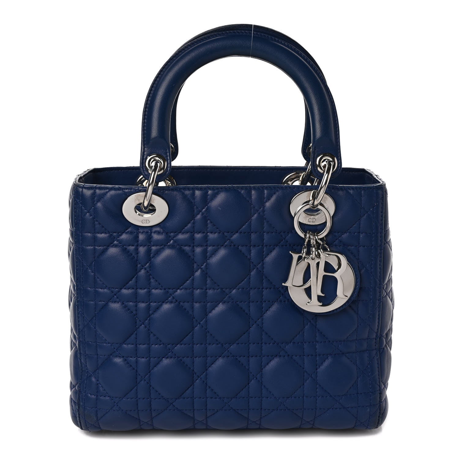 Christian Dior Lambskin Cannage Medium Lady Dior Navy 1 of 10