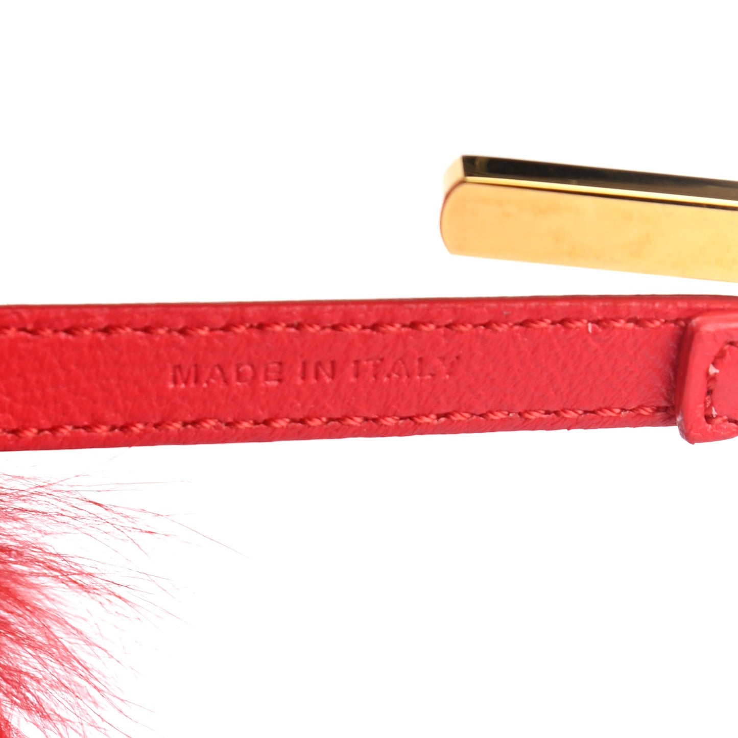 Fox Fur Shiny Nappa Heart Pom Pom Bag Charm Rosso Rosa