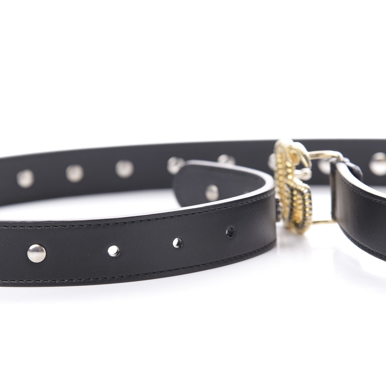 Gucci Calfskin Star Studded Torchon Double G Belt 95 38 Black 4 of 5