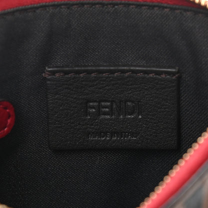Fendi Vitello Cruise F is Fendi Bi-Color FF 1974 Embossed Key Case Pouch Maya Black Fragola 8 of 10