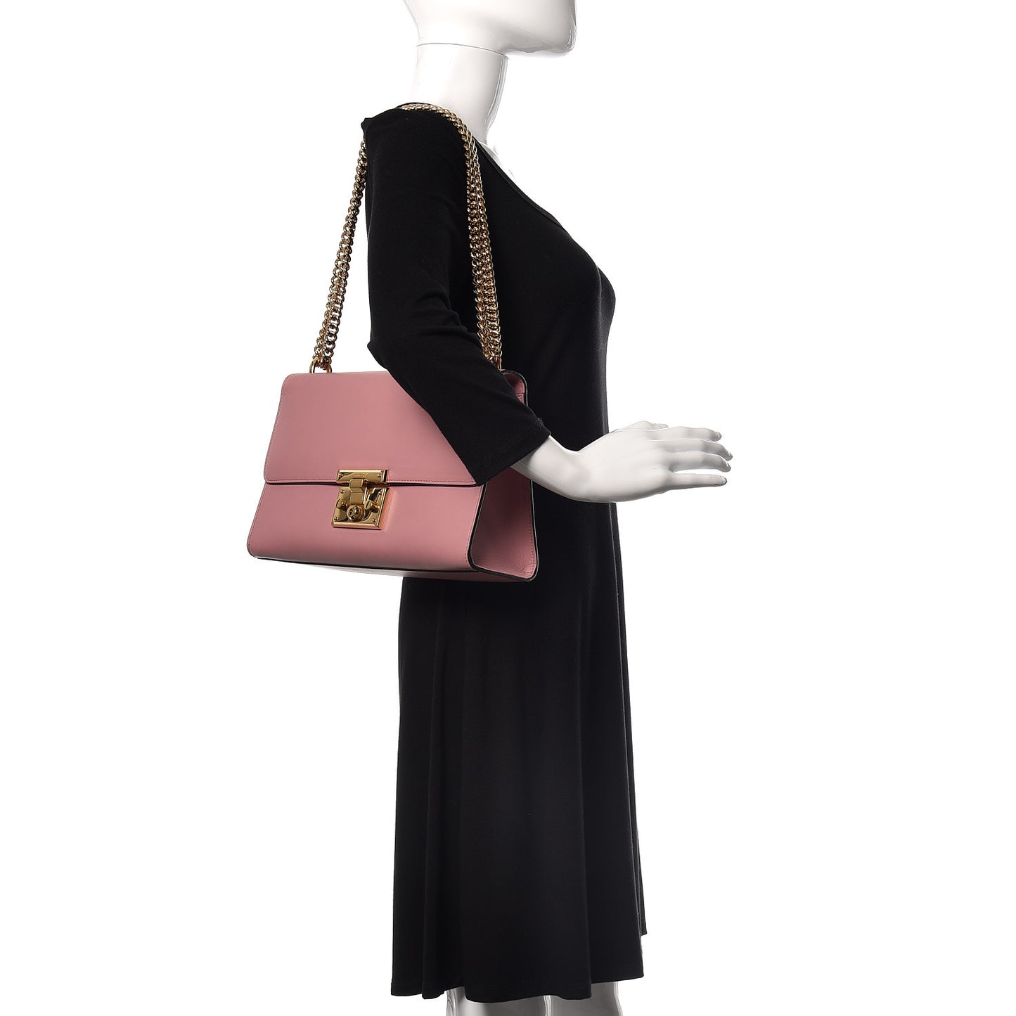 Moon Calfskin Medium Padlock Shoulder Bag Carmine Rose