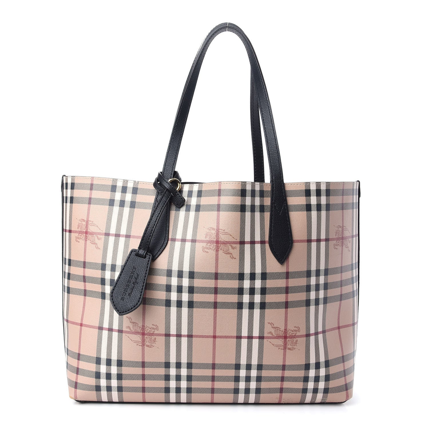 Burberry Grainy Calfskin Haymarket Check Medium Reversible Tote Black 10 of 16