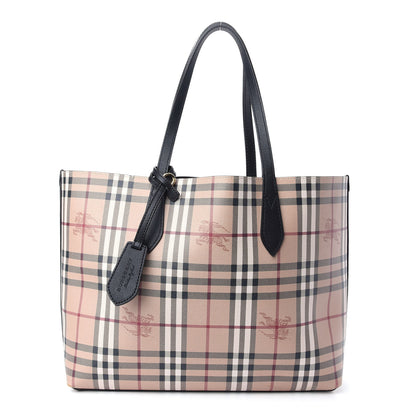 Burberry Grainy Calfskin Haymarket Check Medium Reversible Tote Black 10 of 16