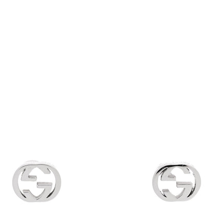 Gucci 18K White Gold Interlocking G Stud Earrings 1 of 5