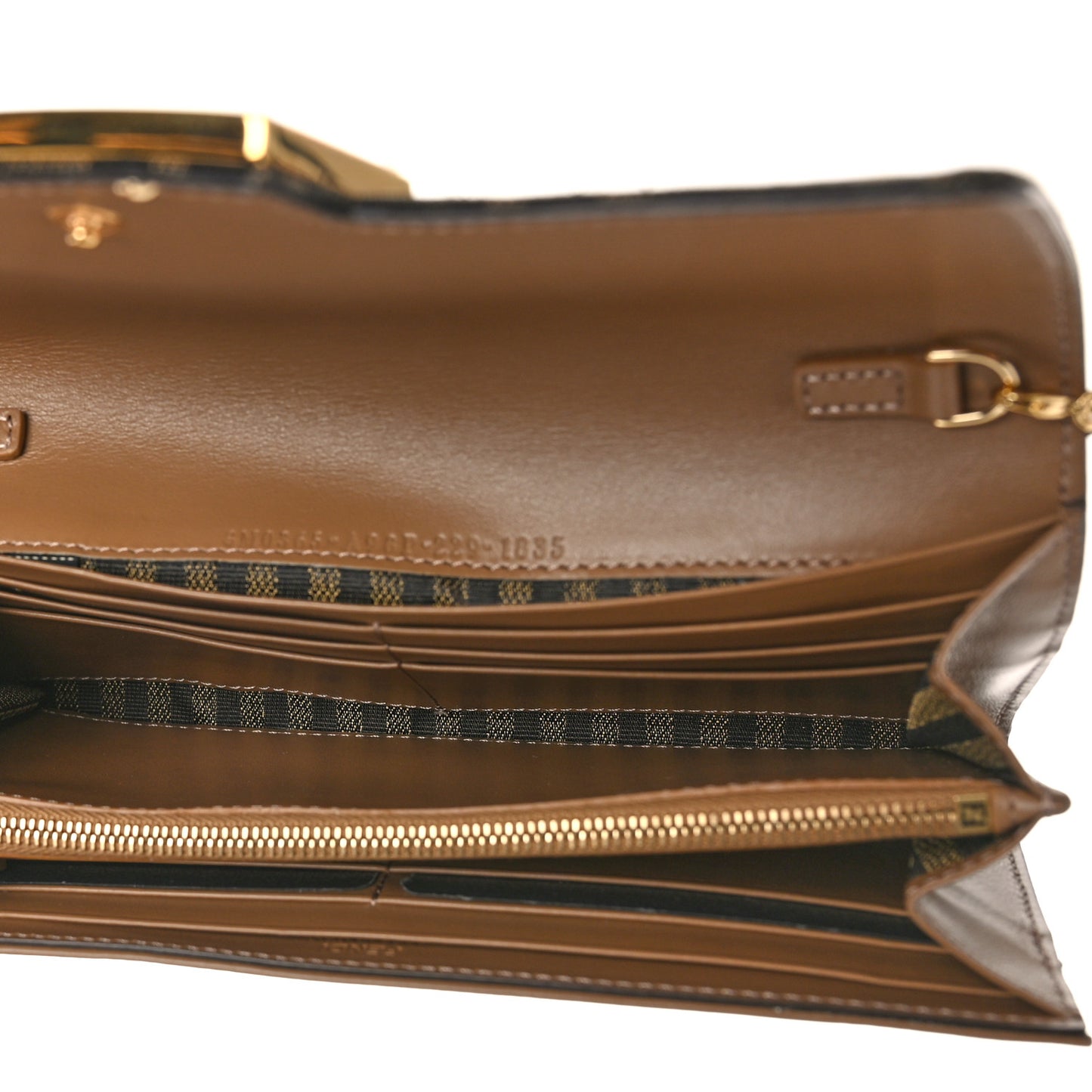 Fabric Jacquard FF 1974 Continental Wallet On Chain Tobacco Moro