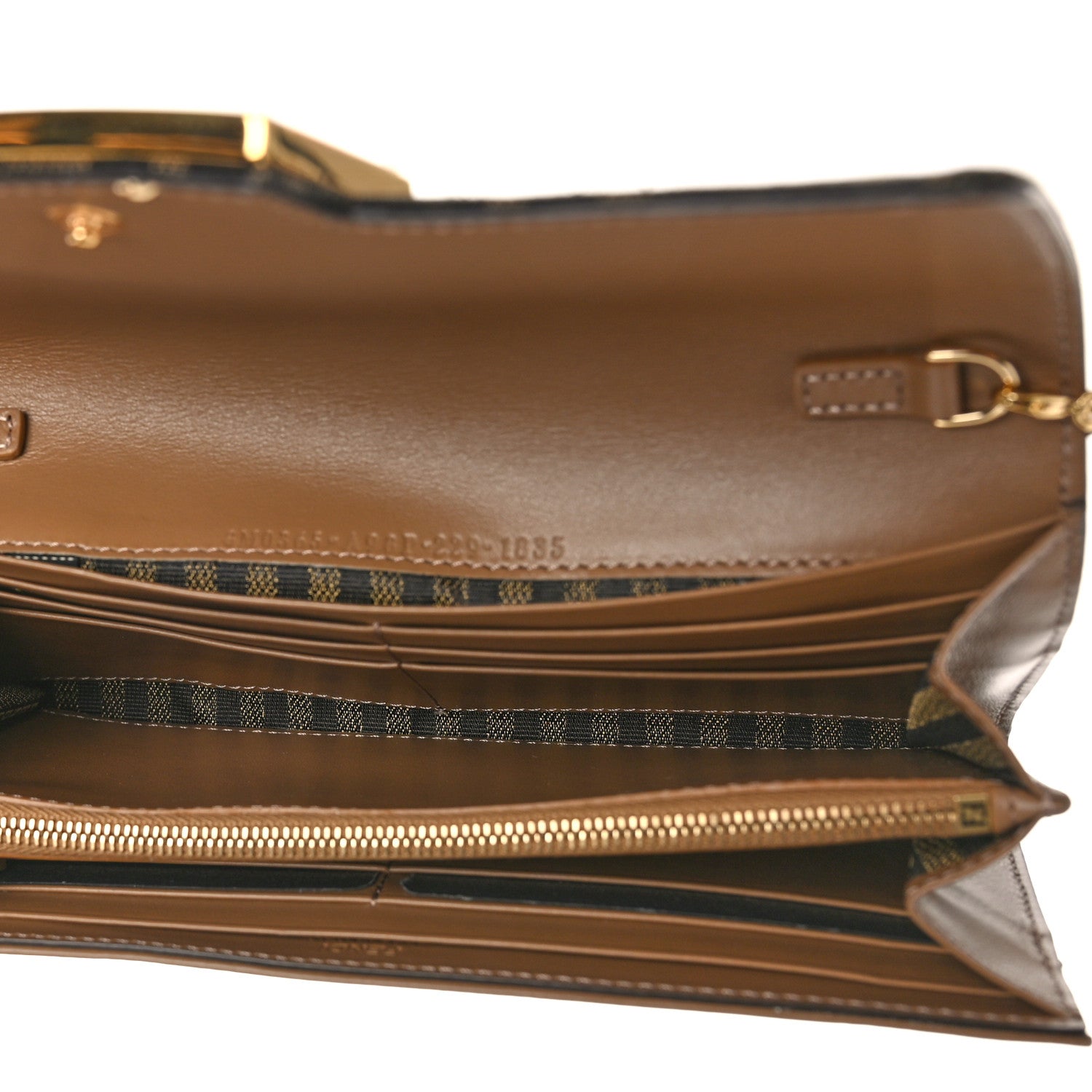 Fendi Fabric Jacquard FF 1974 Continental Wallet On Chain Tobacco Moro 5 of 9
