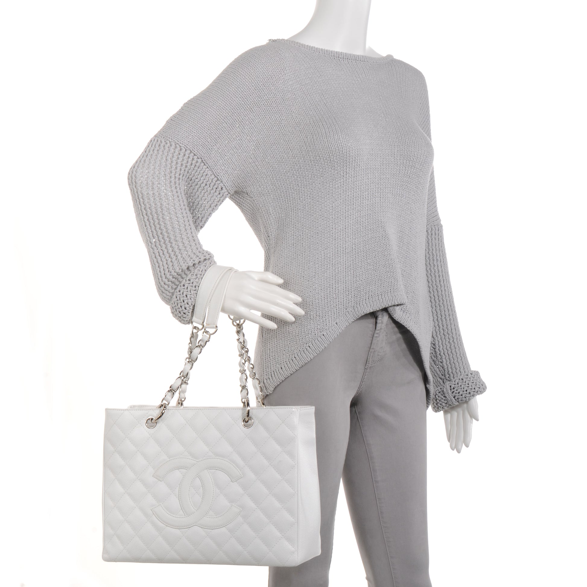 Chanel Caviar Quilted Grand Shopping Tote GST White 2 of 8