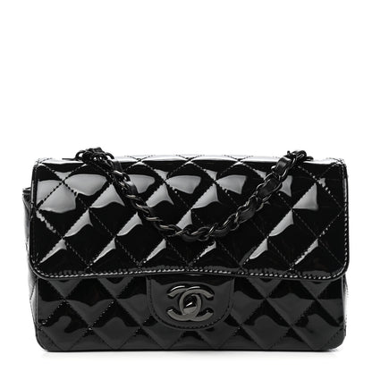 Chanel Patent Calfskin Quilted Mini Rectangular Flap So Black 1 of 4