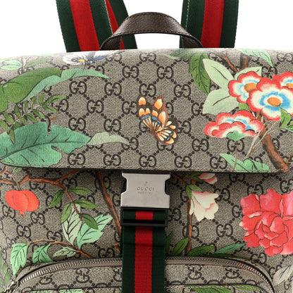 Gucci GG Supreme Monogram Tian Web Single Buckle Backpack Beige Multicolor New Acero 8 of 11