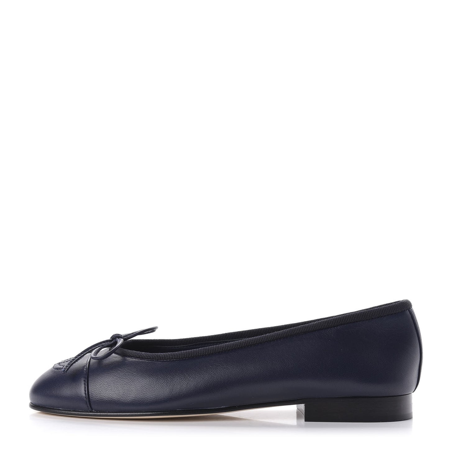 Lambskin CC Cap Toe Ballerina Flats 35 Navy