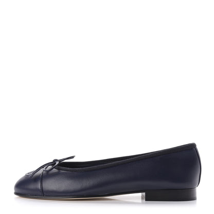 Chanel Lambskin CC Cap Toe Ballerina Flats 35 Navy 1 of 9