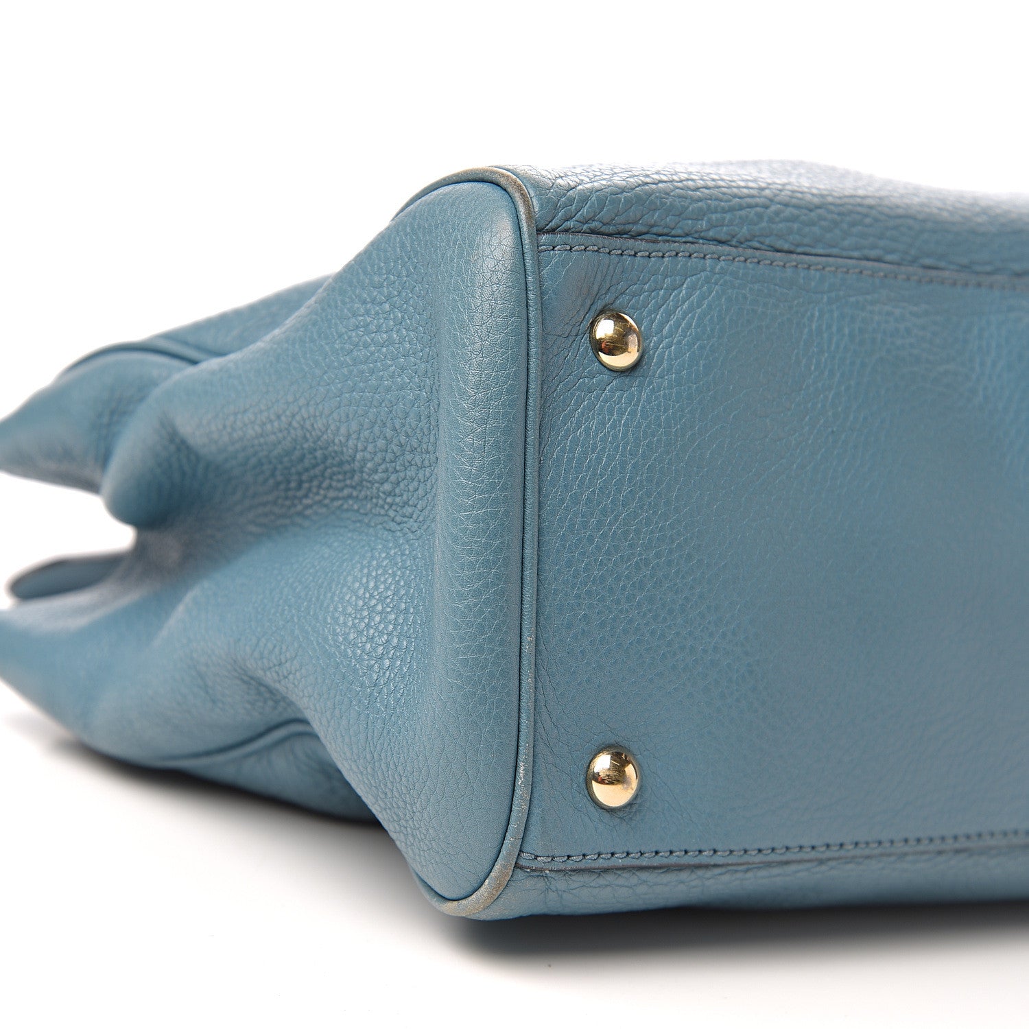 Gucci Pebbled Calfskin Medium Bamboo Shopper Tote Light Blue 12 of 15
